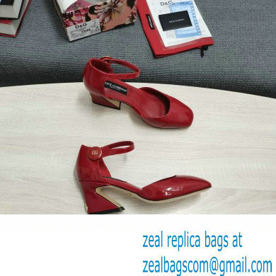 Dolce  &  Gabbana Heel 6.5cm/10.5cm Patent leather Mary Janes Red with Geometric Heel 2022